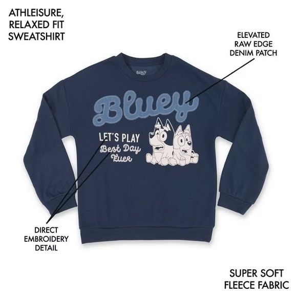 Bluey Kids' Character Boys Crewneck Sweatshirt - Picture 6 of 6